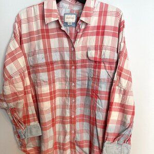 American Eagle Women's Plaid Flannel Shirt Long Sleeve Button Down Size XL
